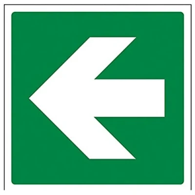 Image of V Safety Green Straight Arrow Fire Exit Sign 150mm x 1mm Rigid Plastic