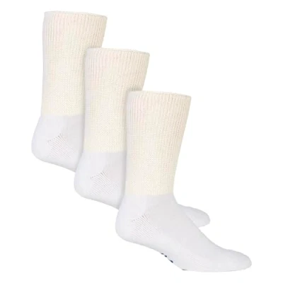 Image of IOMI 3 Pairs of Extra Wide Diabetic Socks for Swollen Legs in 2 Colours and 4 Sizes (12 14 UK, White)