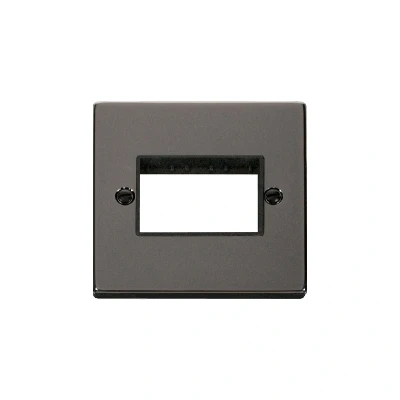Image of Click Deco 1 Gang MiniGrid Triple Aperture Unfurnished Plate Black Nickel Inserts