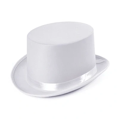 Image of Bristol Novelty BH477 Top Hat White Satin Look, Unisex Adult, One Size