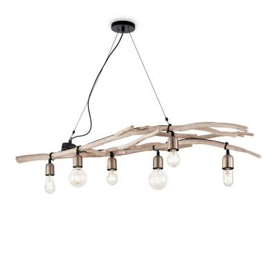 Image of Driftwood 6 Light Pendant Bar Wood, E27