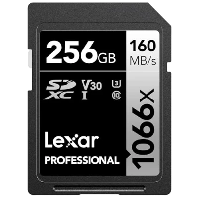 Image of Lexar Professional 1066x 256GB SDXC UHS I Card Silver Series, Up to 160MB/s Read, for DSLR and Mirrorless Cameras (LSD1066256G BNNNU)