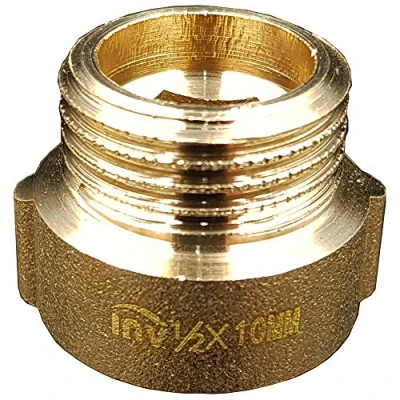 Image of 1/2 inch BSP (15 mm) Female Male Thread Extension Pipe x Cast Iron Brass 10 mm Long