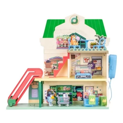 Image of Bluey Supermarket Playset, 3 Different Levels With Exclusive and Bingo Figures. Includes Working Escalator, 24 Sounds 15+ Play Pieces Plus Fun Intercom, Over 40cm (15&quot;) Tall.