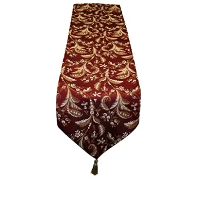 Image of Violet Linen Table Runner, Polyester, Burgundy, 13&quot; x 90&quot;