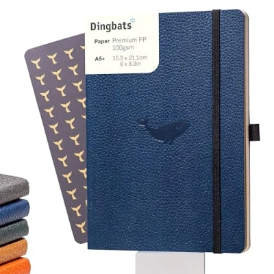 Image of Dingbats* Wildlife Lined Journal A5 Vegan Leather Soft Cover, Ideal for Work, Travel Pocket, Elastic Closure, Bookmark