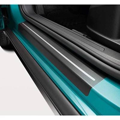 Image of Volkswagen 2GM071310 Door Sill Protector Black with Silver Stripes