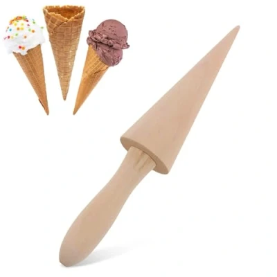 Image of Waffle Cone Roller,Ice Cream Mould,Waffle Maker,Wooden Mold Roller,Wooden Roller,Cream Horn Pastry Roll Molds Egg Conical Mould DIY Baking Tool