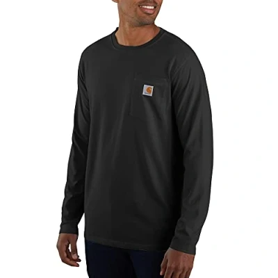 Image of Carhartt Men&#039;s Force Relaxed Fit Midweight Long Sleeve Pocket T Shirt, Black, XXL