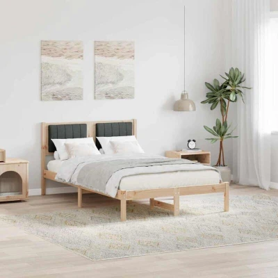 Image of vidaXL Bed Frame with Upholstered Headboard Dark Grey 120 x 200 cm