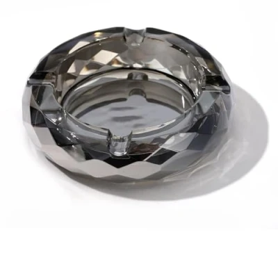 Image of CDXHOME Crystal Glass Ashtray, Elegant Gold Cigar Cigarettes Holder for Home &amp; Office Desktop Tabletop Décor(Crystal Gray,4.7inch), Grey