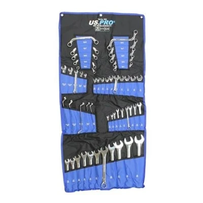 Image of US PRO Tools 50pc Metric Spanner Wrench Mixed Set Stubby Ring Open Spanners 3928