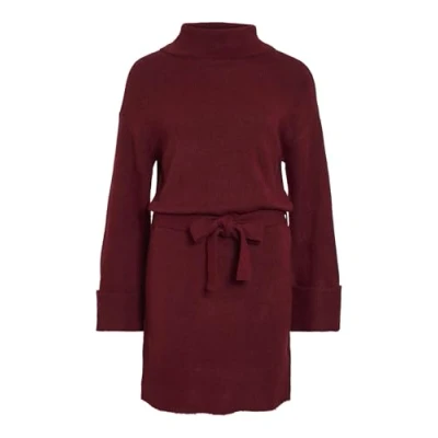Image of Vila Women&#039;s Virolfie L/S Tie Belt Knit Dress Noos, Cabernet, S