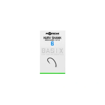 Image of Korda Basix Kurv Shank Micro Barbed Size 6, Aggressive In Turned Eye, Curved Shank, Flips and Secures a Firm Hold, Extra Strong &#039;X&#039; Wire, Durable Stay Sharp Point.
