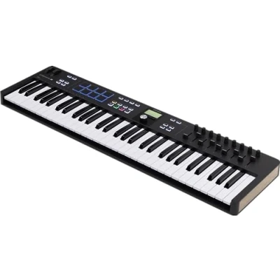 Image of Arturia KeyLab Essential 61 mk3 MIDI Controller Keyboard for Music Production, with All in One Software Package Keys, 9 Encoders, Faders, 1 Modulation Wheel, Pitch Bend 8 Pads Black