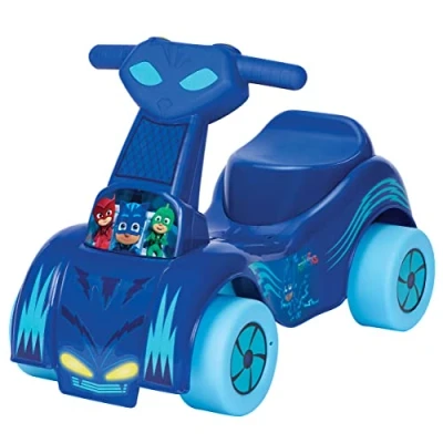 Image of PJ MASKS Blue Catboy 8.5 / 21cm Car Push And Scoot Ride On with Extra Wide Seat Wheels Special Features to Play Sounds at the Touch of a Button, Ideal For Ages 1 3 Years