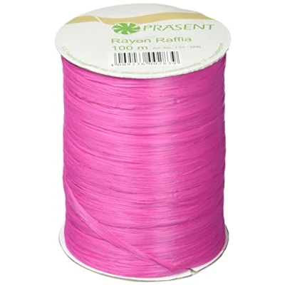 Image of C.E. Pattberg Präsent Rayon Raffia Biodegradable Ribbon Pink 100 meter spool