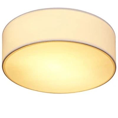 Image of Monzana® 30cm Round Fabric Ceiling Light Modern Material Circular Lamp Shade 1xE27 40 Watt Socket Bedroom Lounge Childrens Room Office White