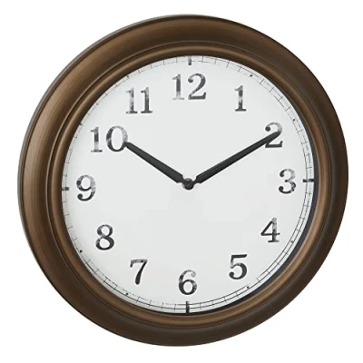 Image of TFA Dostmann Analogue Outdoor Wall 60.3066.53 XL Clock Retro Design Splashproof Metal Glass Cover for Garden, Balcony or Patio, 38.7 cm x 5.2 cm, Brass, (L) 387 (B) 52 (H) mm