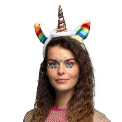 Image of Boland 04249 BOL04249 Tiara Rainbow Unicorn Headband with Horn and Ears Multicolour, Adult, Multi Coloured, One Size