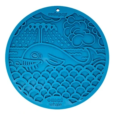 Image of SodaPup Whale eMat Durable Lick Mat Feeder with Suction Cups Made in USA from Non Toxic, Pet Safe, Food Safe Rubber for Mental Stimulation, Avoiding Overfeeding, Digestive Health, Calming, &amp; More
