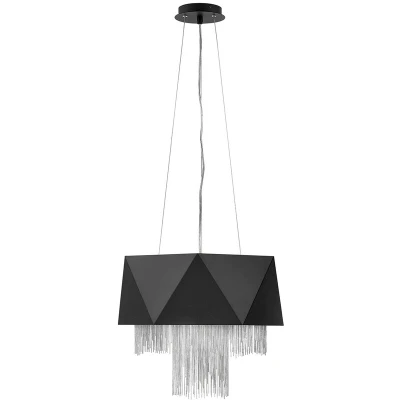 Image of Zuma 6 Light Pendant, Satin Black, Silver, E27