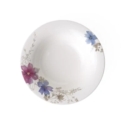 Image of Villeroy &amp; Boch Mariefleur Gris Basic Soup Plate, 23 cm, Premium Porcelain, White/Multicoloured