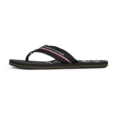 Image of Tommy Hilfiger Men WEB BEACH SANDAL FM0FM05340, Black, 6.5
