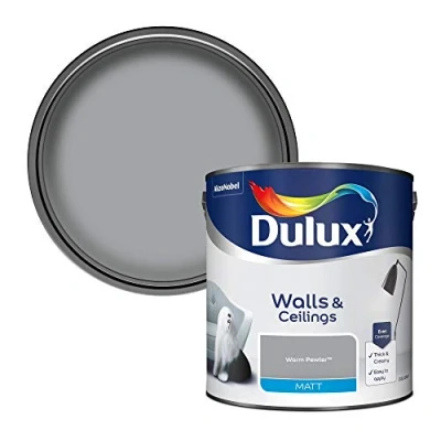 Image of Dulux Walls &amp; Ceilings Matt Emulsion Paint Warm Pewter 2.5L