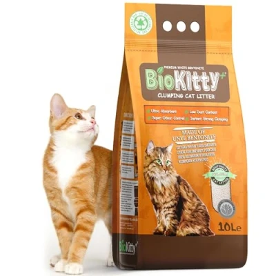 Image of BioKitty Clumping Cat Litter, Dust Free Formula, Highly Absorbent Natural Mineral Bentonite, Unscented Long Lasting Odour Control 10 l (Pack of 1)