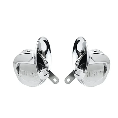 Image of Chrome Snail Style Car Horn Twin Pack High Tone and Low 12v