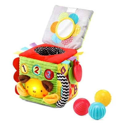 Image of VTech Interactive Cube Sensory Awakening Baby Toy with Different Materials French Version
