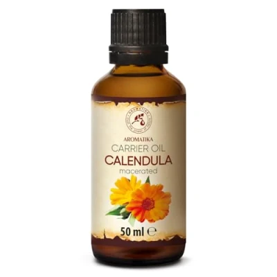 Image of Calendula Oil 50ml officinalis Flower Extract 100% Pure &amp; Natural Basic Benefits for Skin Body Great Beauty Relaxation Bath Massage Glass Bottle Oils