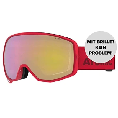 Image of Atomic, All Mountain Ski Goggles, Unisex, For Cloudy Weather, Medium Fit, Compatible with Eyewear, Count Stereo, Red/Pink Yellow AN5106046
