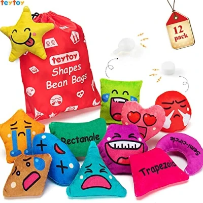 Image of teytoy Bean Bags Kids Throwing Textured Beanbags Sensory Soft Toys for Autism with Shapes and Feelings Games Toss Emotions Resources Children(12 Pack)