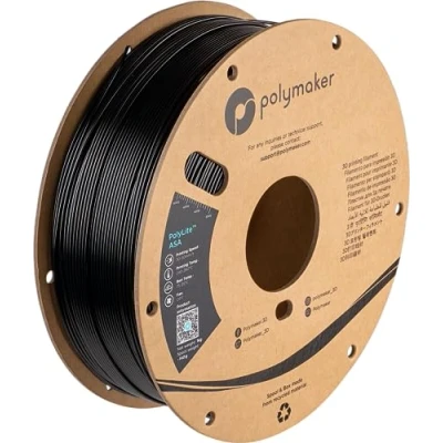 Image of Polymaker ASA Filament 1.75mm Jet Black ASA, 1kg Heat Resistant Weather 1.75 Cardboard Spool PolyLite 3D Printer Black, Perfect for Printing Outdoor Functional Parts