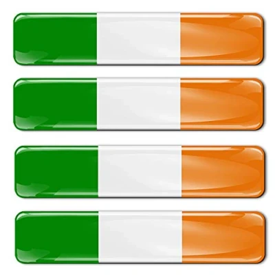 Image of 4 x 3D Domed Silicone Stickers Decals Ireland National Irish Flag Car Motorcycle Helmet F 12