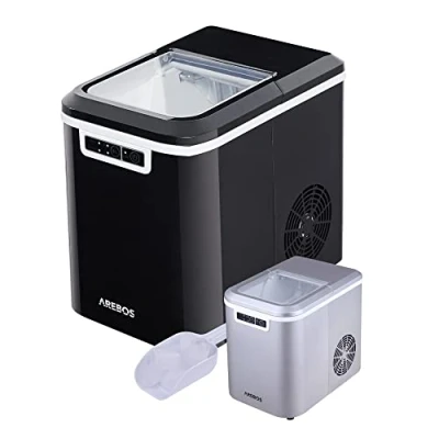 Image of Arebos ice cube maker 12 kg / 24 h 10 15 minutes production time 2 sizes 2.2 liter water tank quiet self cleaning function black