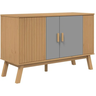 Image of vidaXL Sideboard OLDEN Grey and Brown 114x43x73.5cm Solid Wood Pine