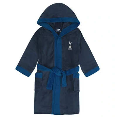 Image of Tottenham Hotspur FC Official Gift Boys Fleece Dressing Gown Robe Navy 5 6 Years