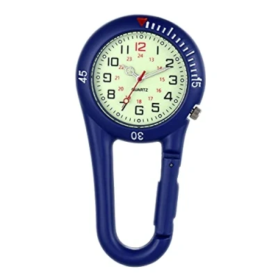 Image of JewelryWe Men Women Clip on Quarzt Watch Luminous Face Glow in The Dark Backpack Buckle Belt fob for Rock Climbing Doctors Nurses Chefs