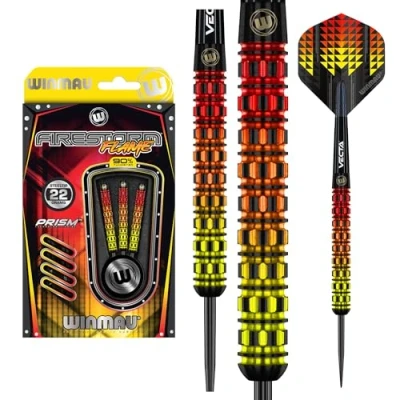 Image of WINMAU Firestorm Flame 22 Gram Professional Tungsten Darts Set with Flights and Stems (Shafts)