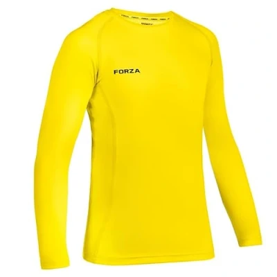 Image of FORZA Junior Boys’ Base Layer Long Sleeve Top Moisture Wicking, 4‑Way Stretch Compression Undershirt for All Sports Multiple Sizes and Colours Available (Yellow, Age 13 14 (Junior))