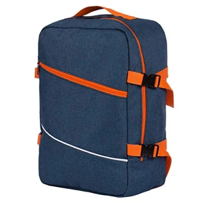 Image of Hand Luggage for Ryanair Multifunctional Carry On Travel Backpack Baggage Cabin Flight Weekend Bag Size 40x25x20cm Navy Blue Orange [102]