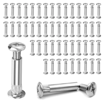 Image of M4 Cupboard Joining Bolts Screws 50 Sets Furniture Connecting Fastener Binding for Cabinet Connectors