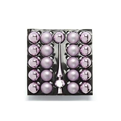 Image of Heitmann Deco Set of 21 Glass Baubles + Tree Topper Christmas Decorations for Hanging Pink