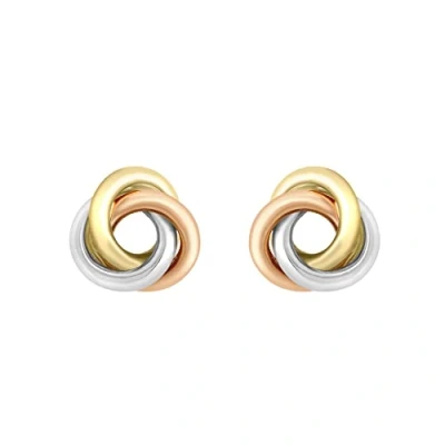 Image of Carissima Gold Women&#039;s 9 ct 3 Colour 8 mm Knot Stud Earrings