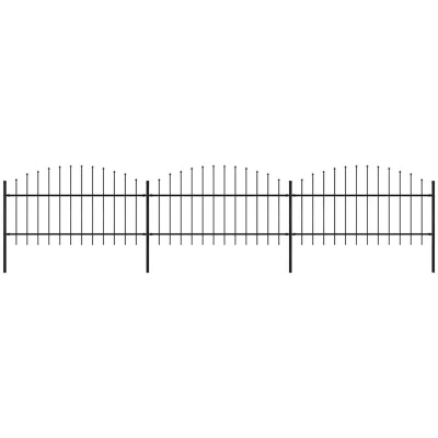 Image of vidaXL Garden Fence with Spear Top Steel (1 1.25)x5.1 m Black