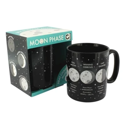 Image of Ginger Fox Moon Phase Heat Change Novelty Mug Watch Stars Transform into The Lunar Cycle Cold to Hot Design Changing Ceramic Coffee Great for Space Enthusiasts or Celestial Lovers