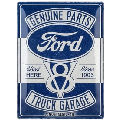 Image of Nostalgic Art Retro Tin Sign, 30 x 40 cm, Ford V8 Truck Garage Gift Idea for Accessories Fans, Original Licensed Product (OLP), Made of Metal, Vintage Design, Signs Sayings